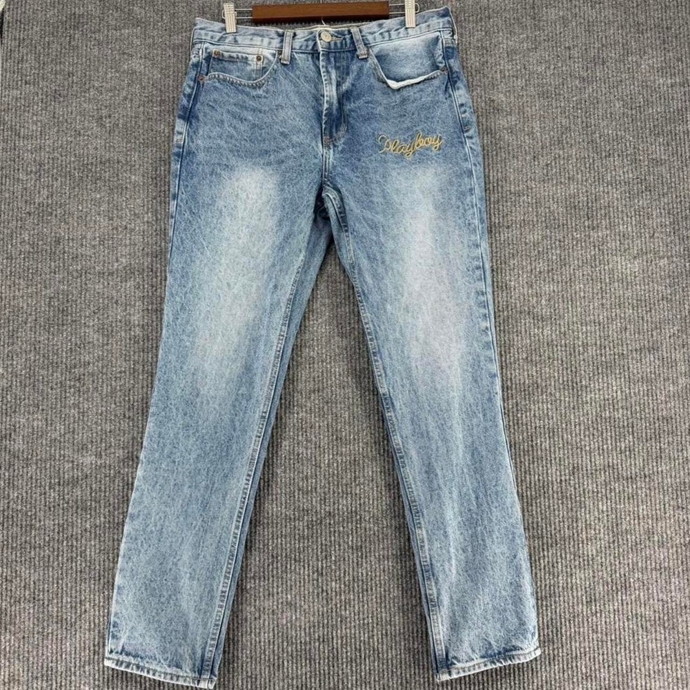 Playboy x PacSun embroidered bunny logo slim jeans men's 34x32 y2k - Picture 2 of 8